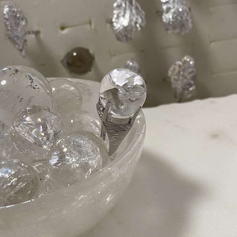 Clear Quartz Sphere Ring | Crystal Ball Statement… - image 2